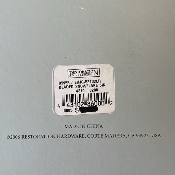 NWT!!! Restoration Hardware Clear Beaded Snowflake - Picture 3 of 5